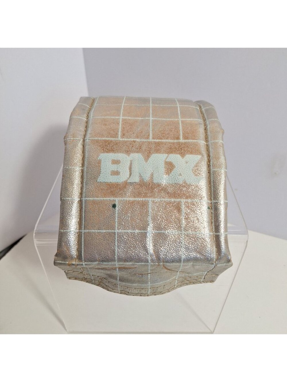 Old School 80s BMX Handlebar Crossbar Pad Silver Metallic Vintage Grid